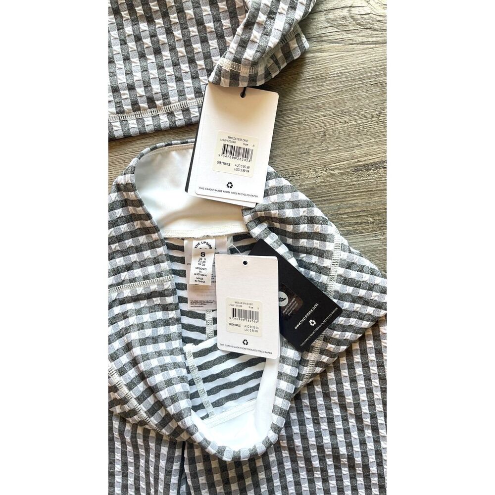 THE UPSIDE MASILDA TESS CROP TANK Spin Short SET Gingham Grey - Picture 5 of 5